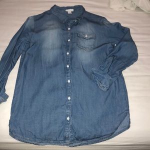 blue jean button up long sleeve